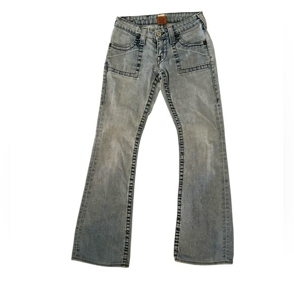Women's True Religion 504 Light Blue Faded Jeans RN 108474 - Sz 27 - Picture 1 of 8